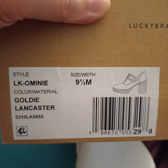 Lucky Brand Ominie 9.5 womens t-strap platform stacked heel leather buckle shoes - Picture 3 of 6